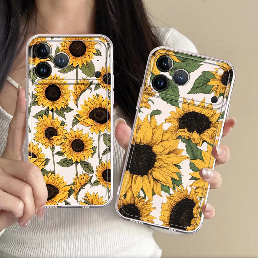 Phone Cases Xr Cute - Custodia Trasparente con Motivo Girasole Carino
