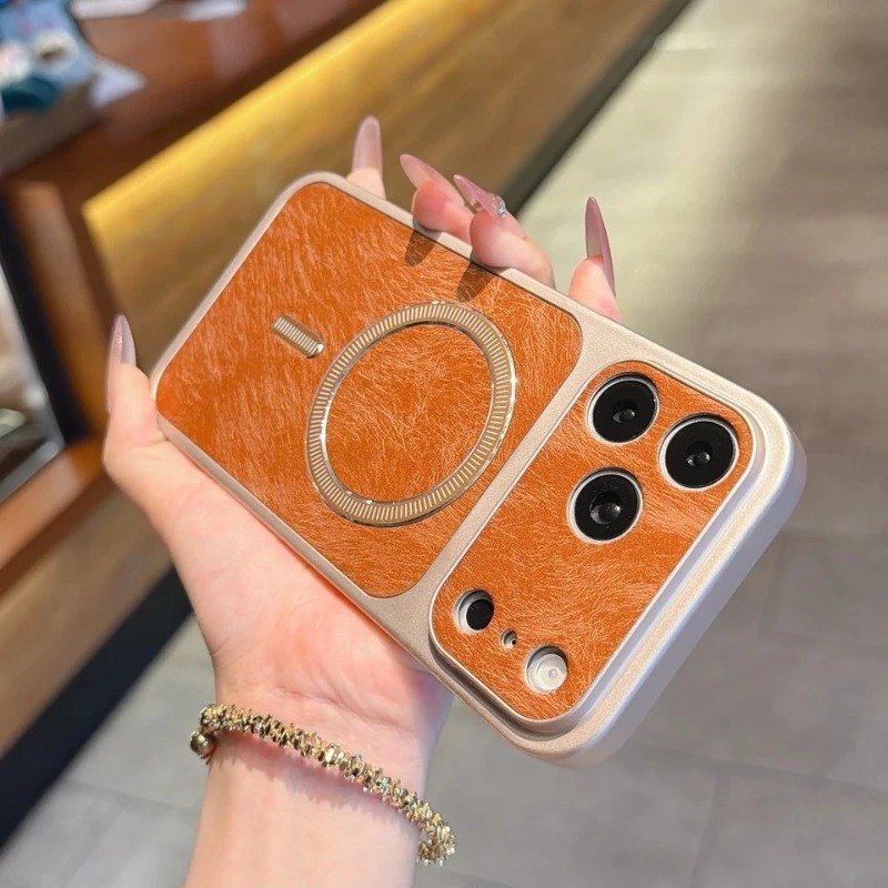 Phone Cases Orange - Nuova Lussuosa Cover Magnetica Arancione Retrò