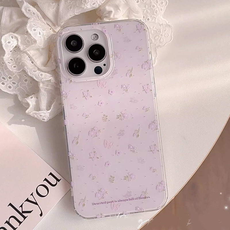 Phone Cases Purple - Ins Coreano Viola Floreale Guarigione Delicata